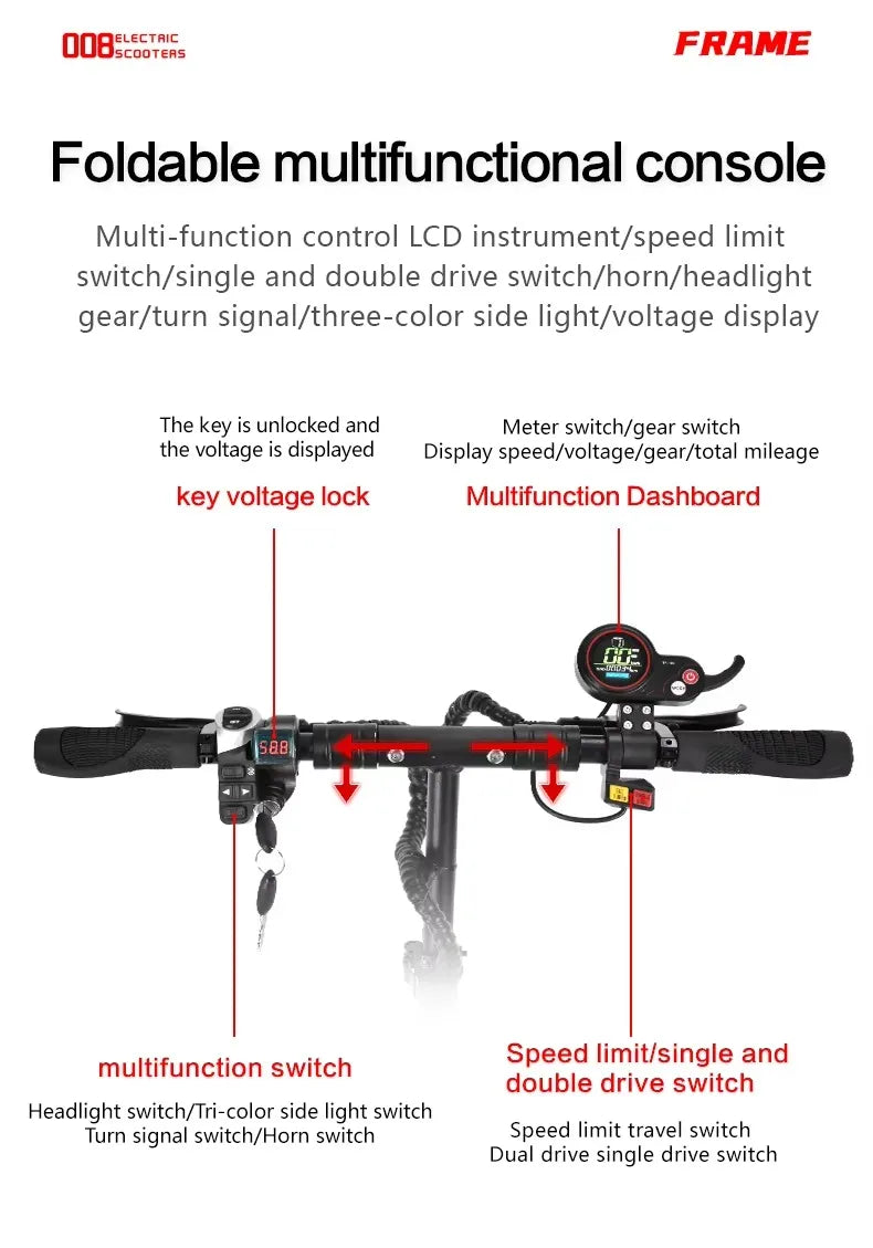 Boyueda Q7Pro E-Scooter 3200W Dual Motor 52V19ah Battery Shock-absorbing Electric Scooter 10*3.5