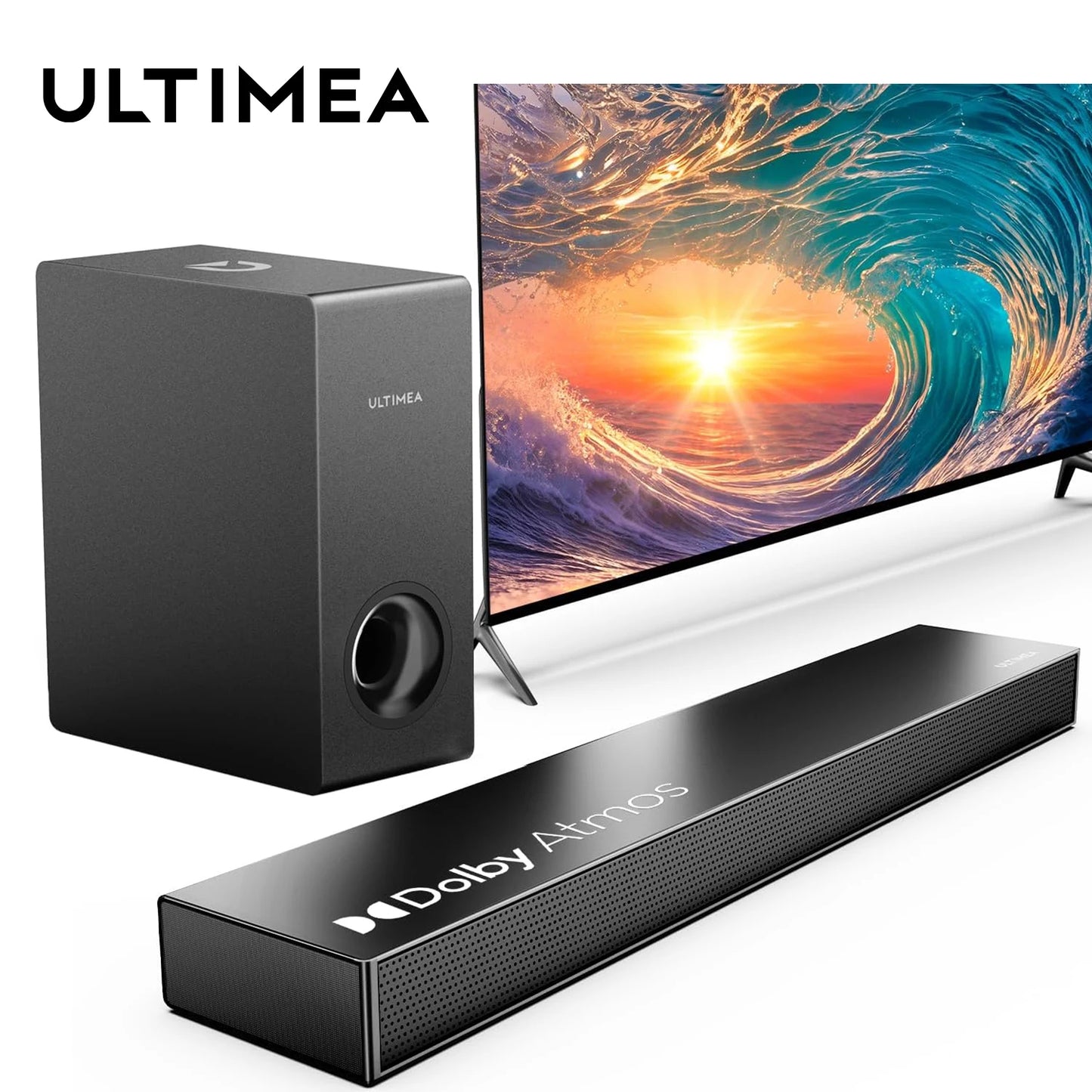 ULTIMEA Sound Bars with Dolby Atmos for TV with Subwoofer,Bluetooth Soundbar Speaker,3D Surround