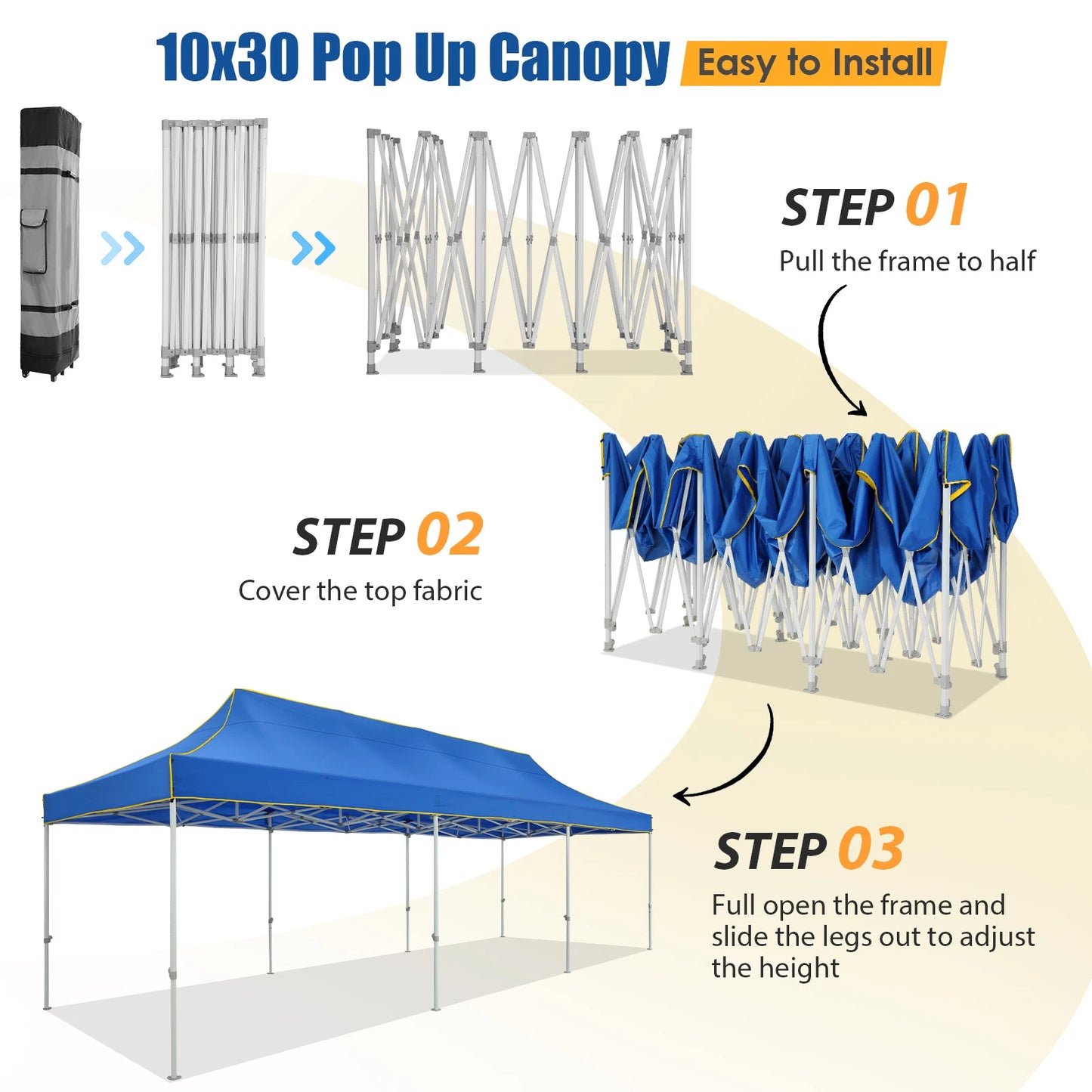 10x30ft Pop Up Canopy Tent Gazebo Party Heavy Duty Marquee Awning Outdoor Commercial