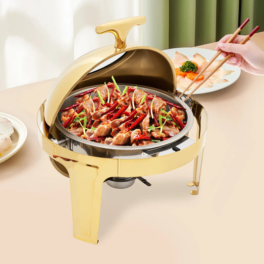 Round Chafing Dish Buffet Set, Buffet Warmers Set, Roll Top Stainless Steel Buffet Warmer