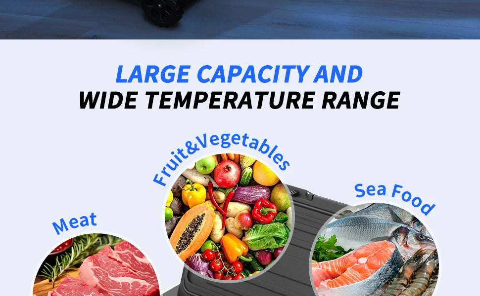 SIMZLIFE 35L Car Portable Freezer 12V Refrigerator Cooler 12V/24V DC Fridge with Wheels