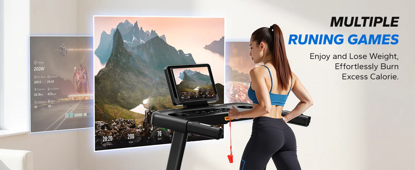 MERACH Foldable Treadmill T12 Incline Quiet Double Deck Technology 4 Silicone Shock Cushion