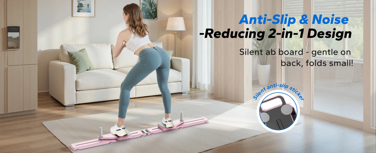 MERACH Pilates Board Multifunctional Abdominal Plate Detachable Ab Trainer with Anti-Slip Design