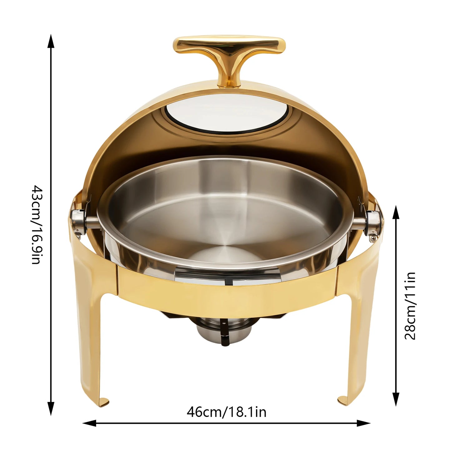 Round Chafing Dish Buffet Set, Buffet Warmers Set, Roll Top Stainless Steel Buffet Warmer