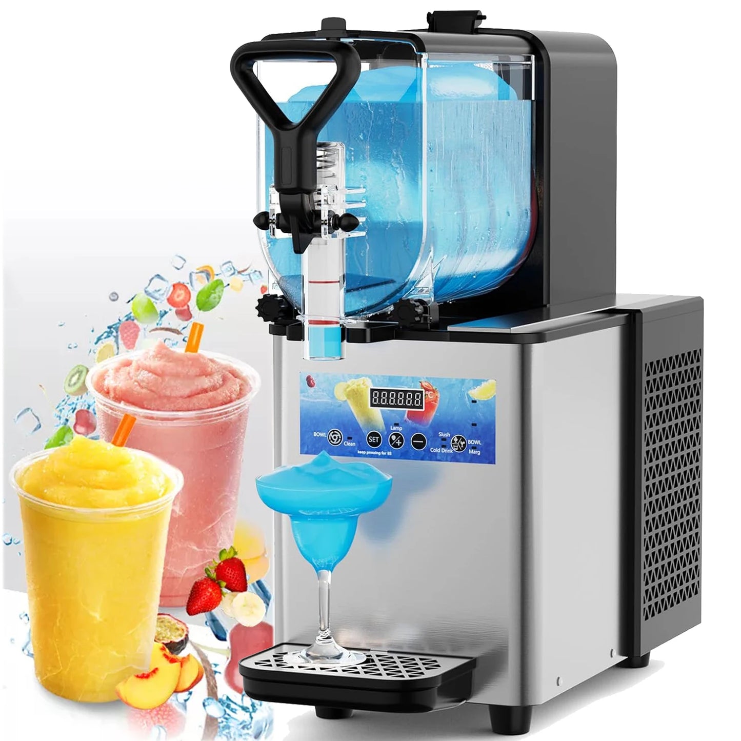 Margarita Slushy Frozen Drink Machine/LED Light/Rapid Cooling 3L 110V Automatic Cleaning