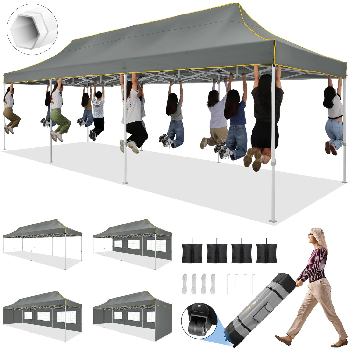 10x30ft Pop Up Canopy Tent Gazebo Party Heavy Duty Marquee Awning Outdoor Commercial