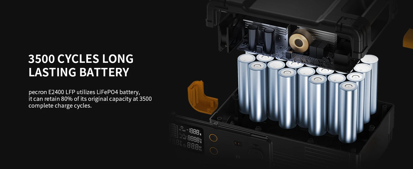 pecron E2400LFP Portable Power Station 2048Wh LiFePO4 Battery Backup 2400W Solar Generator