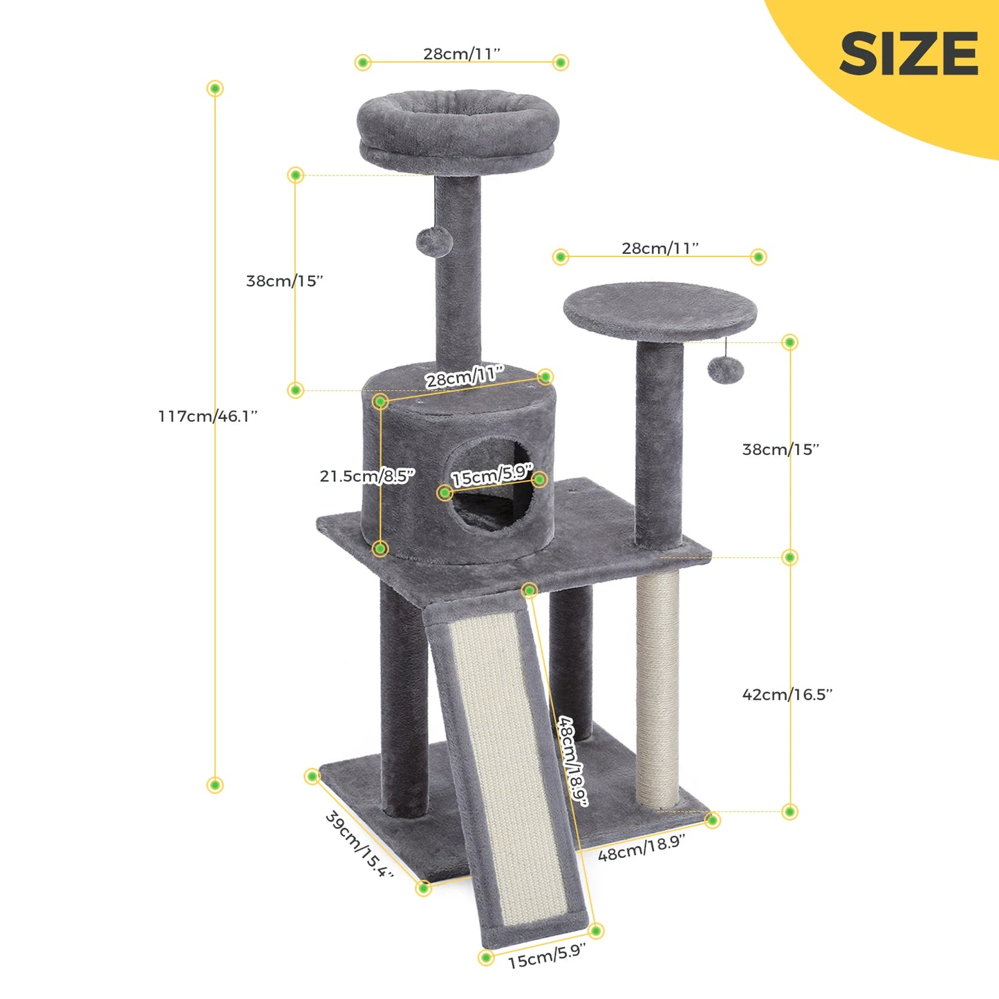 Cat Tree Tower House Condo Perch Entertainment Scratching for Kitten Multi-Level Tower