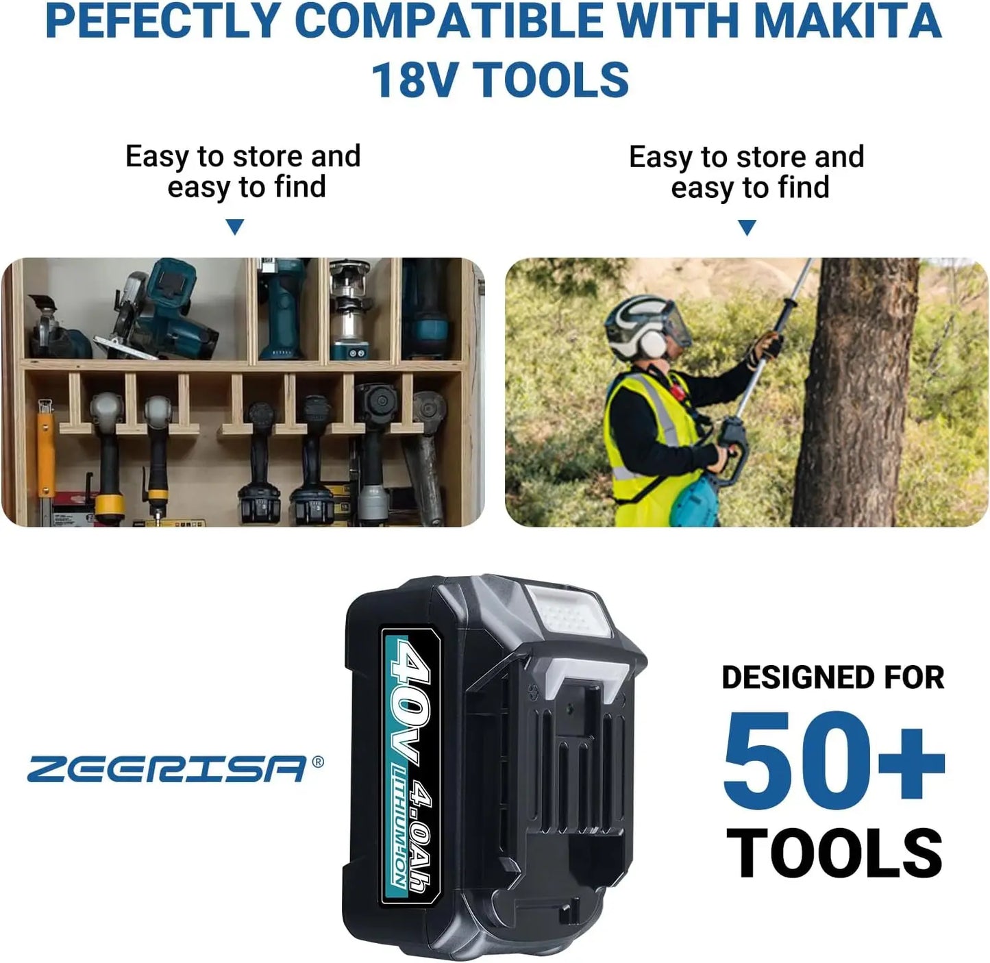 2Pcs BL4050 BL4040 4.0Ah 40V XGT Battery MAK40V Replacement /Makita BL4050F BL4025 40 Volt