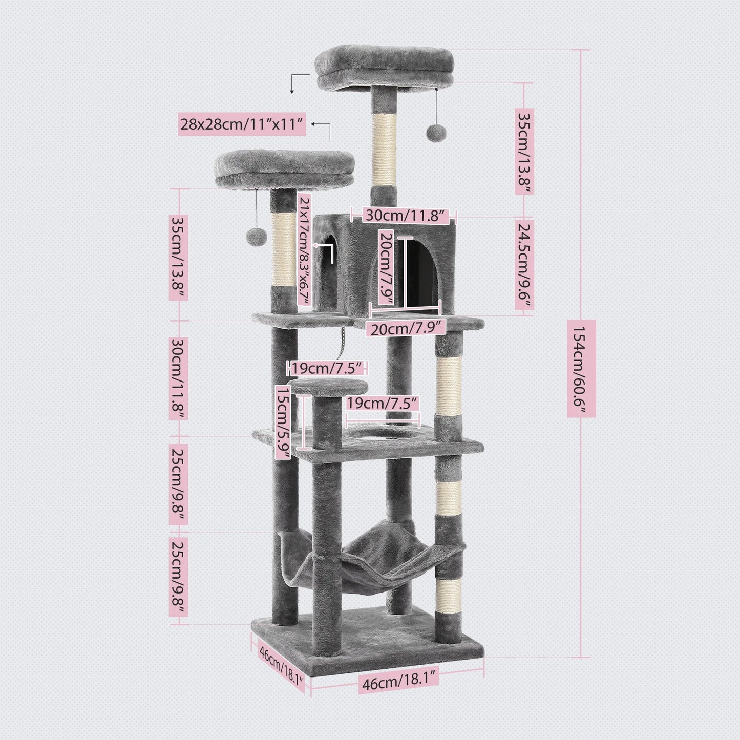 Cat Tree Tower House Condo Perch Entertainment Scratching for Kitten Multi-Level Tower