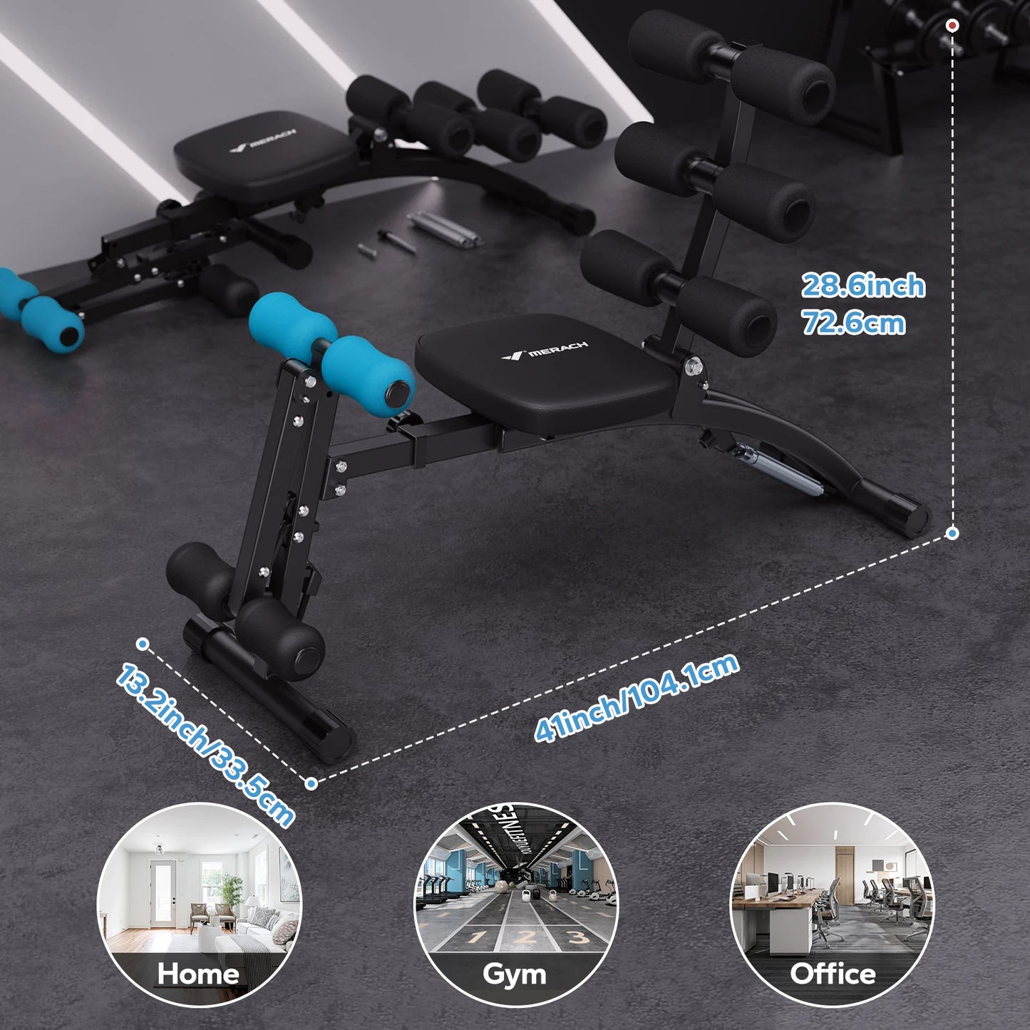MERACH Ab Machine Multi-Functional Adjustable Ab Trainer Workout Bench for Home Gym Sit Up Machine