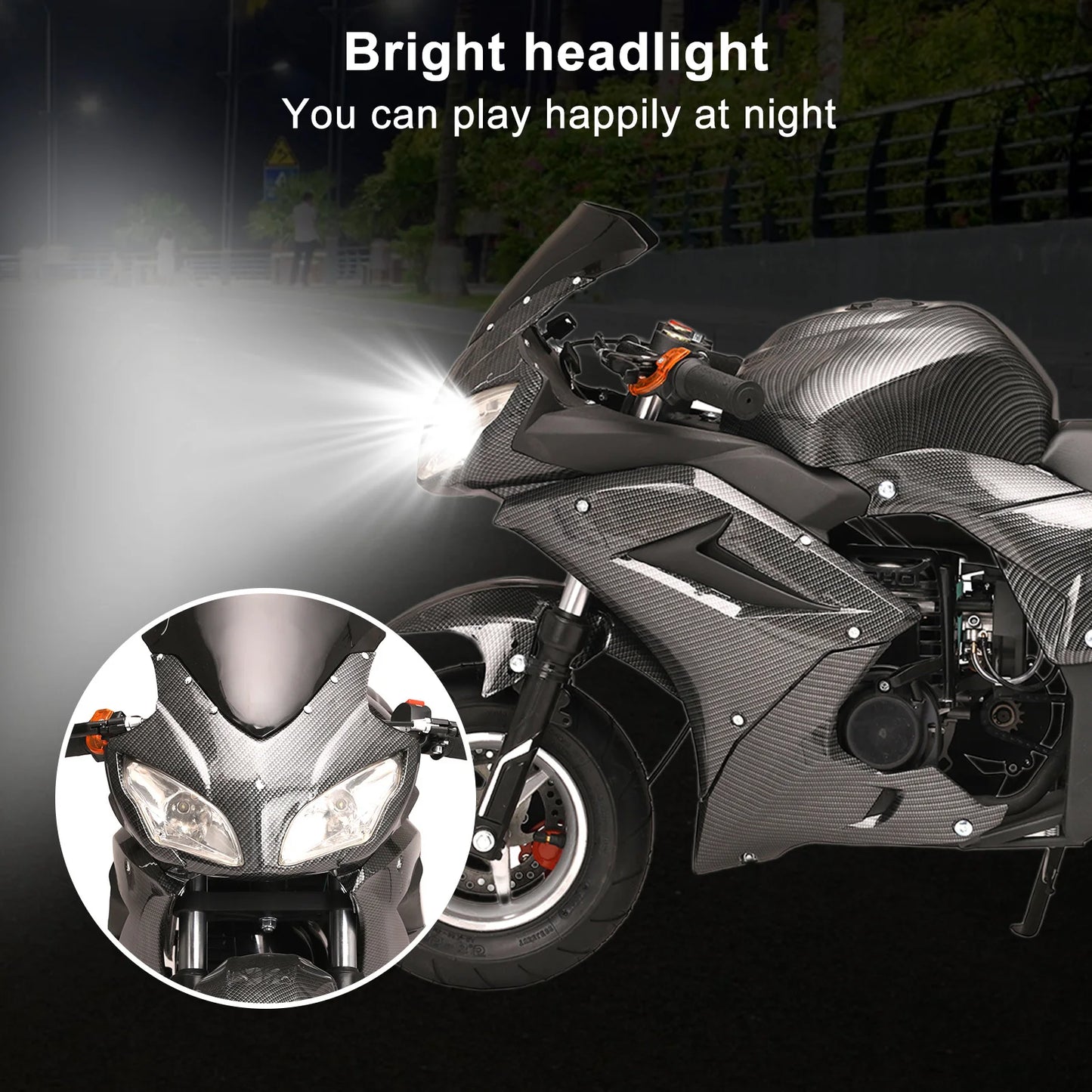 4-Stroke 49cc Mini Motorcycle Gas Pocket Motorbike Front Rear Disc Brakes Racing Max Speed 25MPH