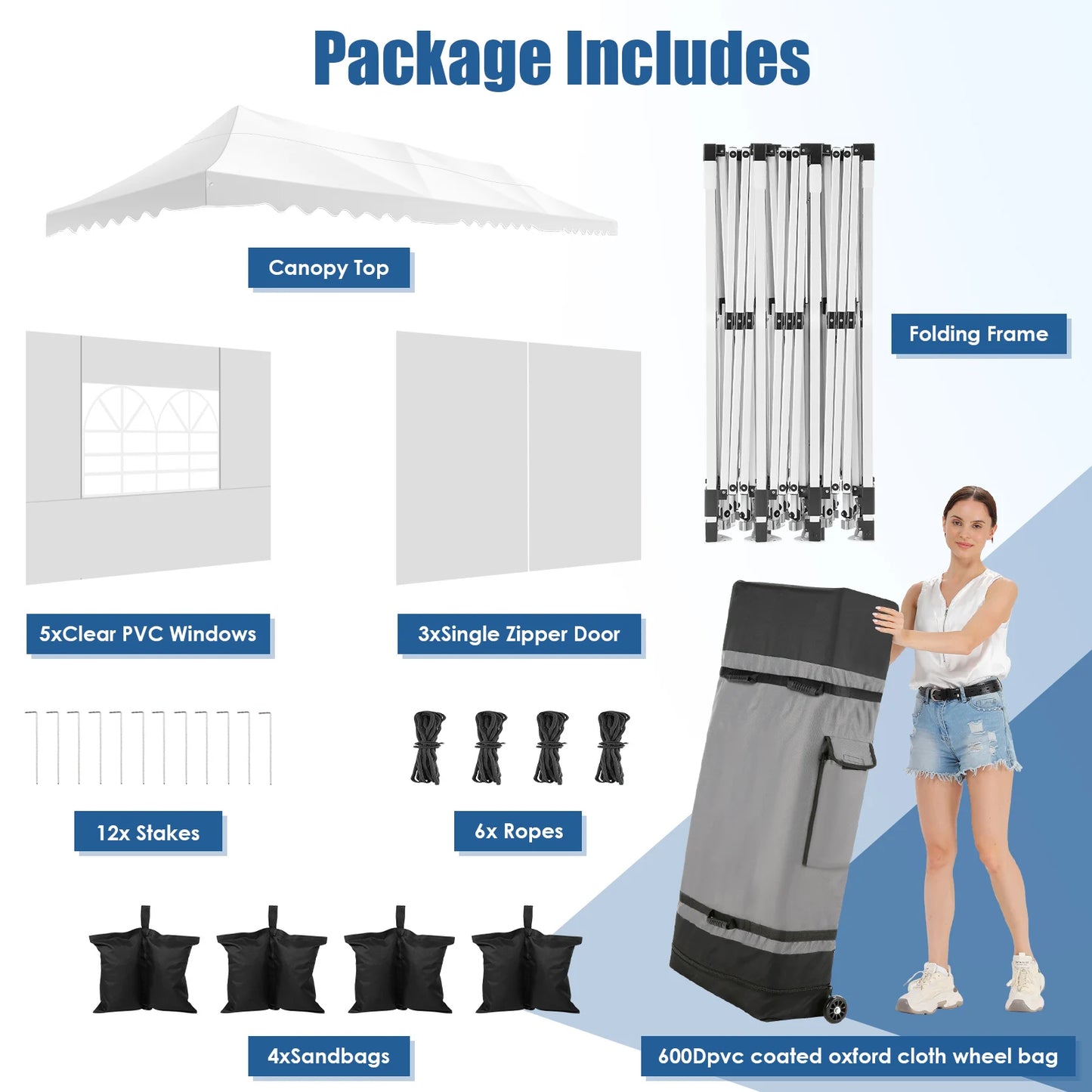 10x30ft Event Canopy with Removable Walls, Premium Pop Up Tent with Reinforced Frame & 2000mm
