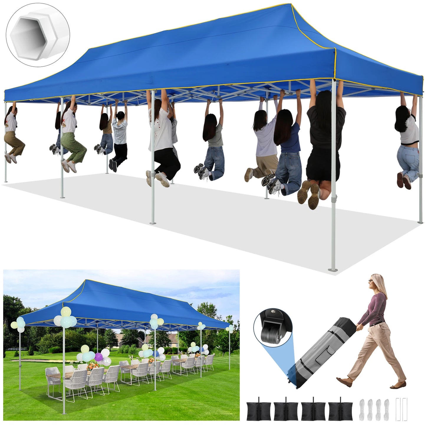10x30ft Pop Up Canopy Tent Gazebo Party Heavy Duty Marquee Awning Outdoor Commercial