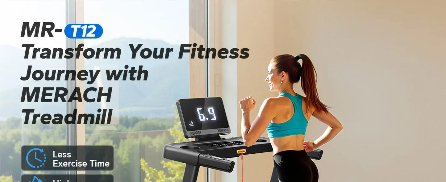 MERACH Foldable Treadmill T12 Incline Quiet Double Deck Technology 4 Silicone Shock Cushion