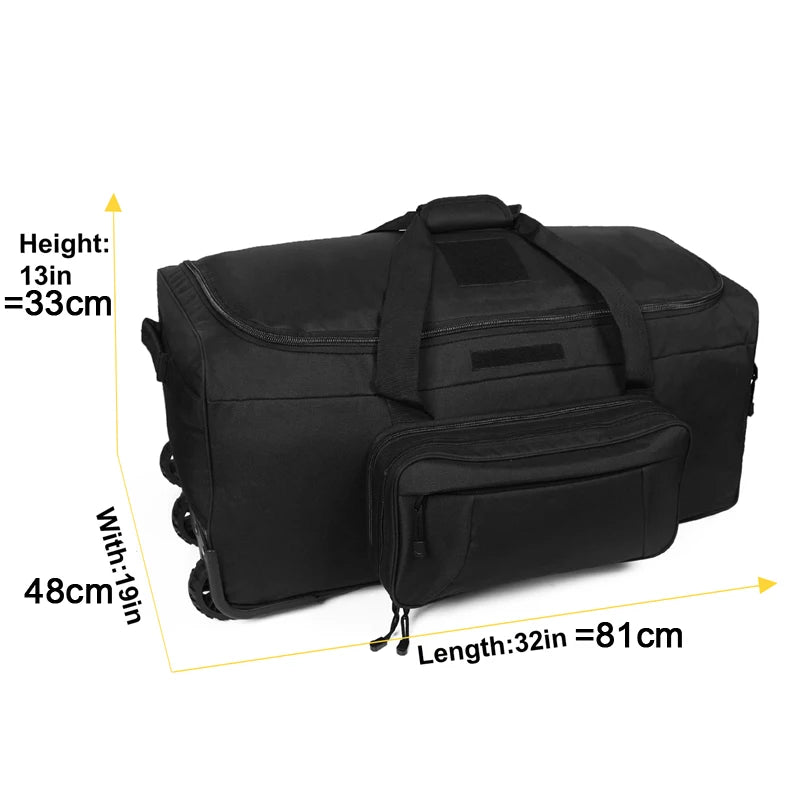 124L Large Capacity Tactical Duffel Bag Rolling Luggage for Heavy-Duty Camping Hiking Luggage