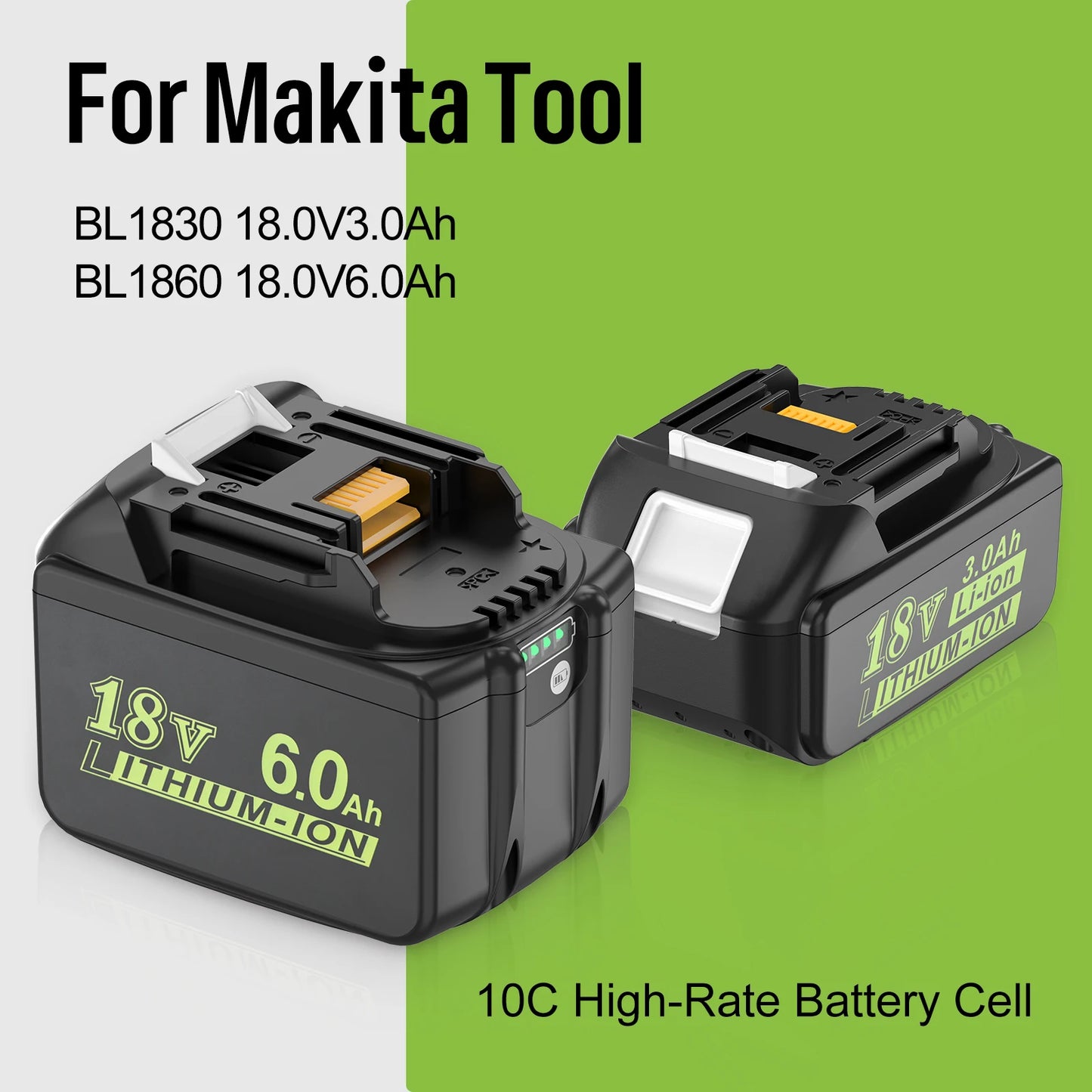 Dreamdash/Makita 18V Battery 6Ah Rechargeable Power Tools Battery 18V LED Li-ion BL1860B BL1830