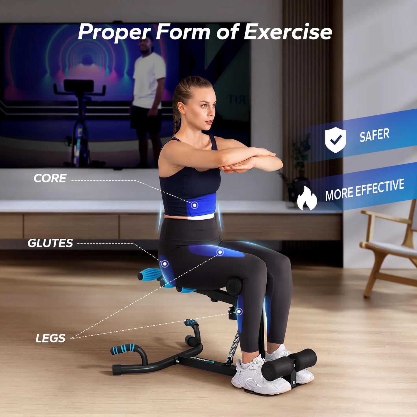 MERACH Deep Squat Machine Adjustable Glutes Trainer Machine Core Leg Push Up WorkoutButtocks Machine