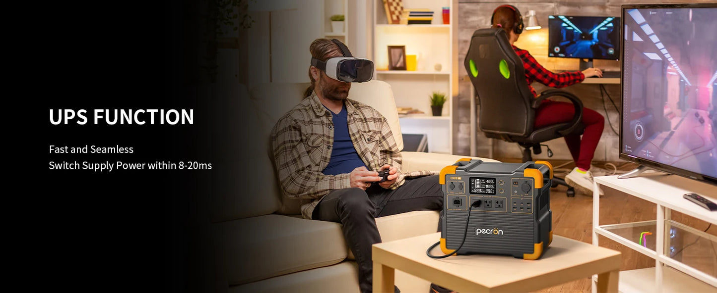 pecron E2400LFP Portable Power Station 2048Wh LiFePO4 Battery Backup 2400W Solar Generator