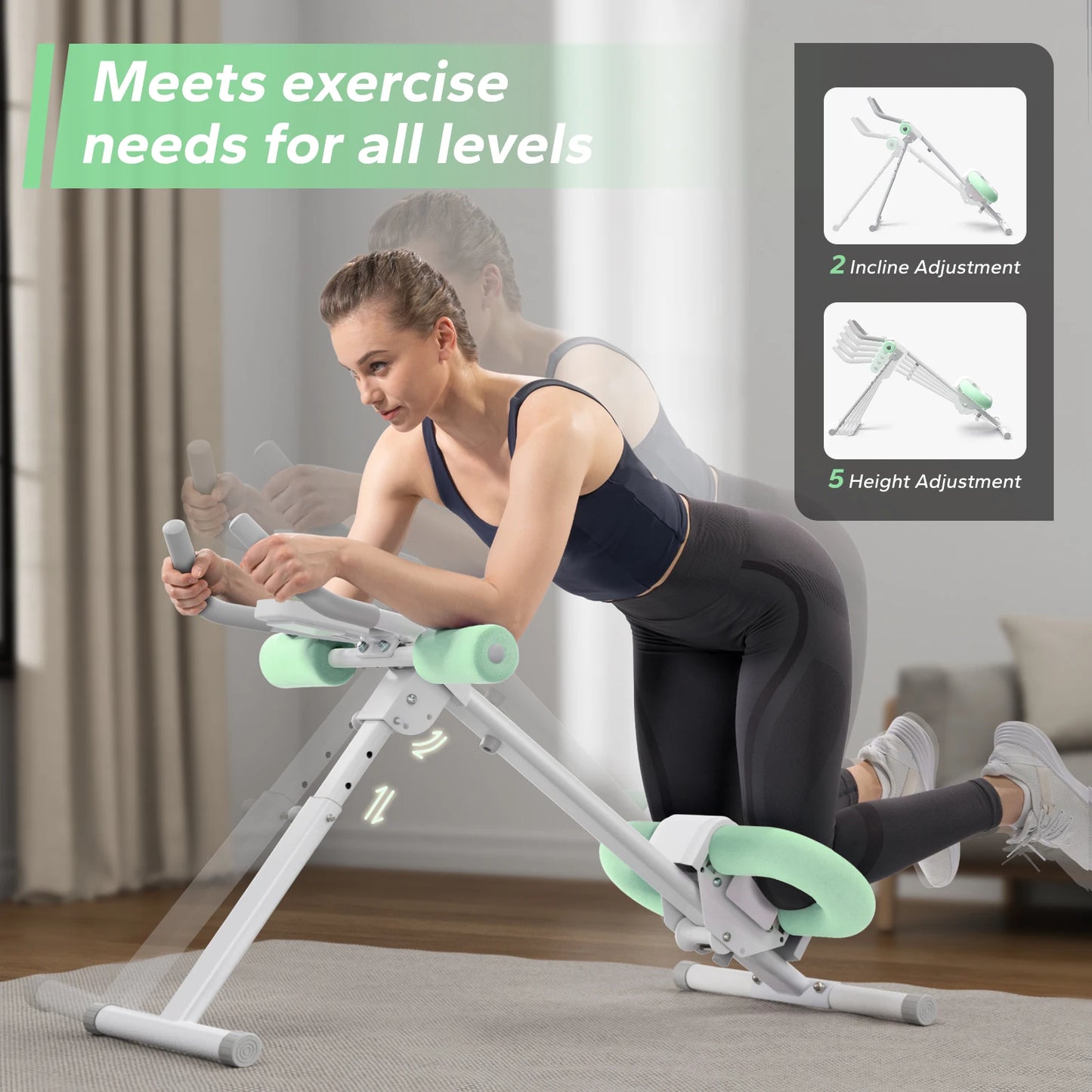 MERACH Ab Machine Adjustable Trainer Workout Foldable Knee Protection Abdominal Exercise Ab
