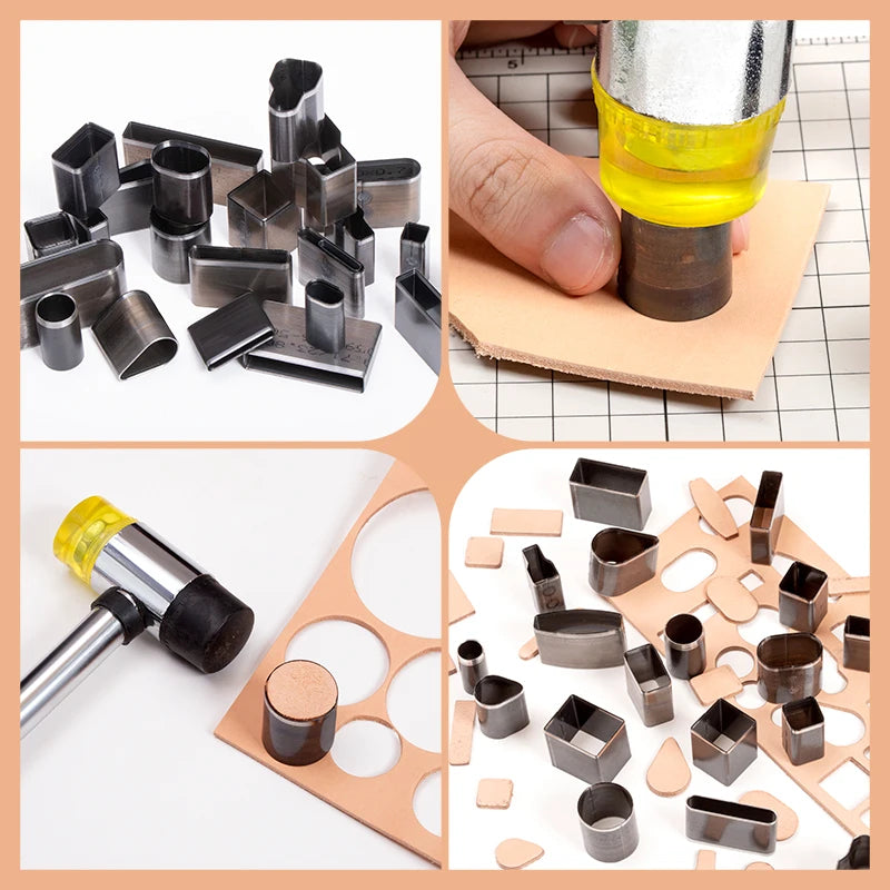 WUTA Sharp Hollow Punch Cutter Tool, Leather Punching Die Cutting Mold, Manual Craft 26/39/52/55 Kit