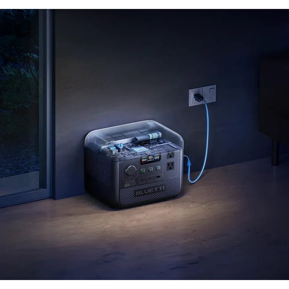 BLUETTI AC50B Portable Power Station 700W 448Wh LiFePO4 Battery Backup Lightweight Solar Generator