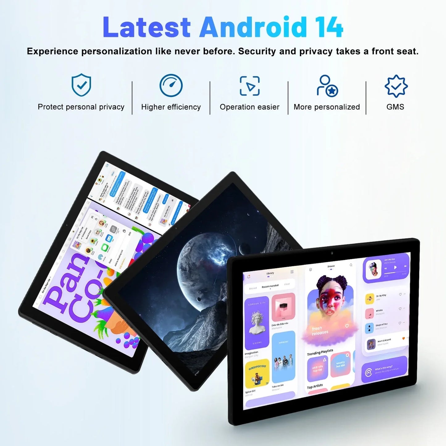 BESTSKI 10.1" Android 14 Tablet, Octa-core 10GB RAM 64GB ROM(Expand to 1TB), 5MP+8MP Dual Cameras