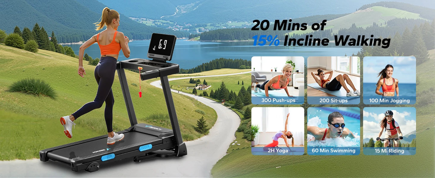 MERACH Foldable Treadmill T12 Incline Quiet Double Deck Technology 4 Silicone Shock Cushion