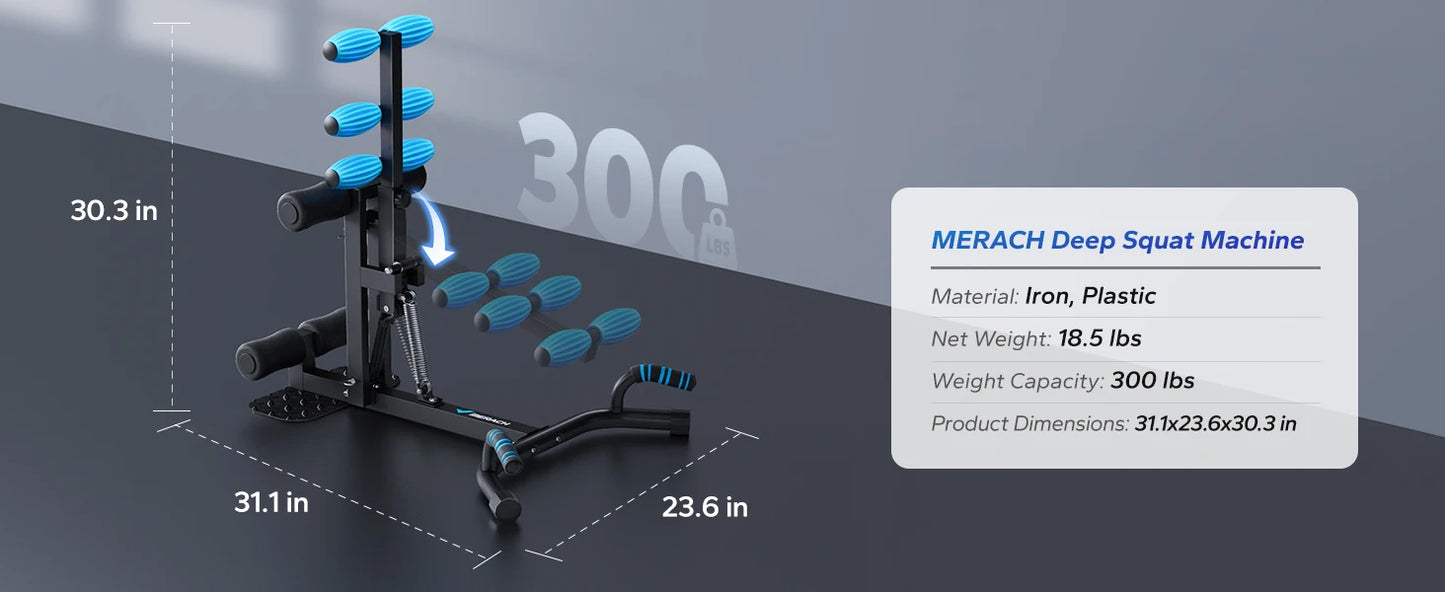 MERACH Deep Squat Machine Adjustable Glutes Trainer Machine Core Leg Push Up WorkoutButtocks Machine