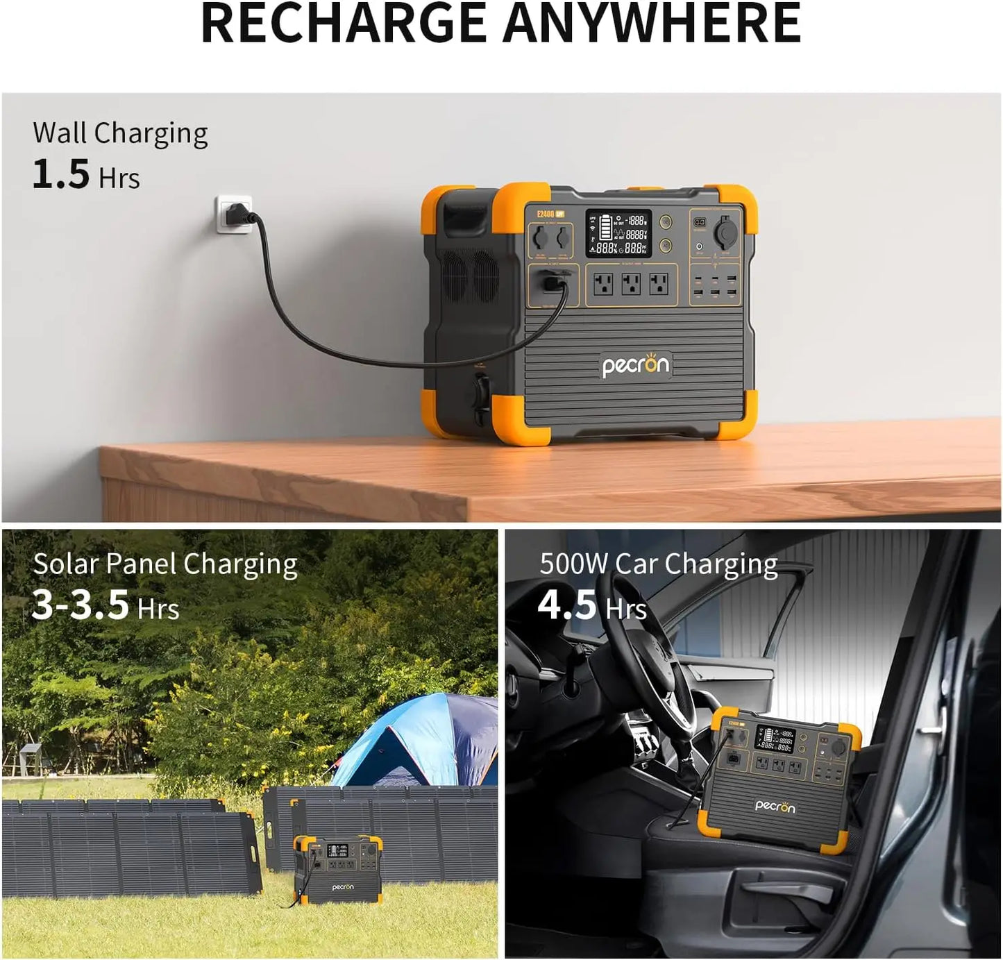 pecron E2400LFP Portable Power Station 2048Wh LiFePO4 Battery Backup 2400W Solar Generator