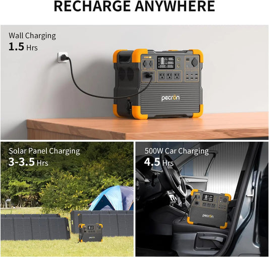 pecron E2400LFP Portable Power Station 2048Wh LiFePO4 Battery Backup 2400W Solar Generator