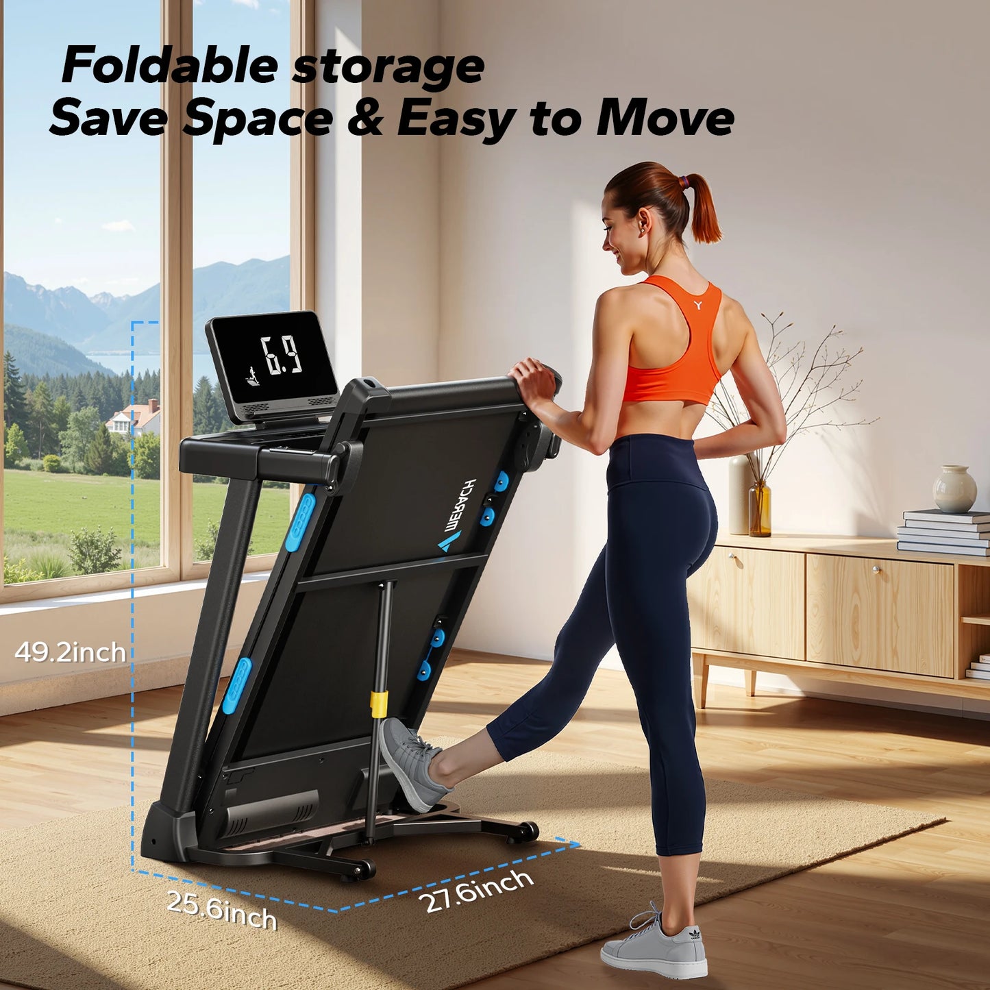 MERACH Foldable Treadmill T12 Incline Quiet Double Deck Technology 4 Silicone Shock Cushion
