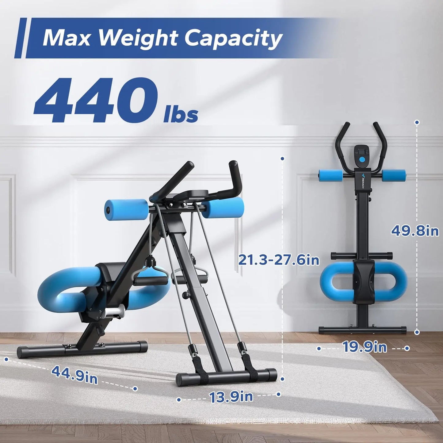 MERACH Ab Machine Adjustable Trainer Workout Foldable Knee Protection Abdominal Exercise Ab