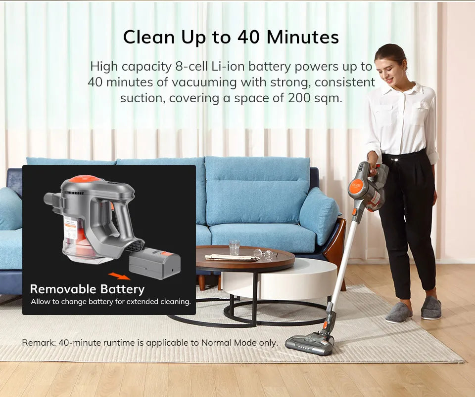 ILIFEH70/H70Plus Cordless Vacuum Cleaner 21kPa Suction 1.2L Dust Cup,40Mins Removable Battery