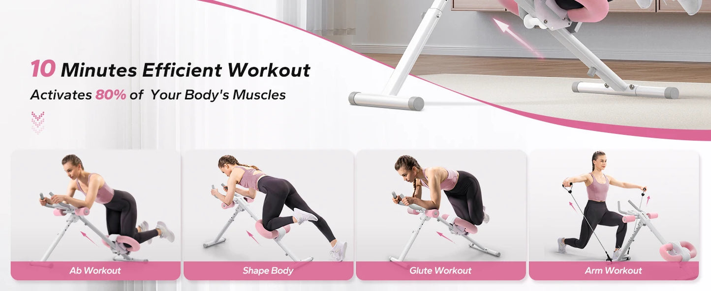 MERACH Ab Machine Adjustable Trainer Workout Foldable Knee Protection Abdominal Exercise Ab