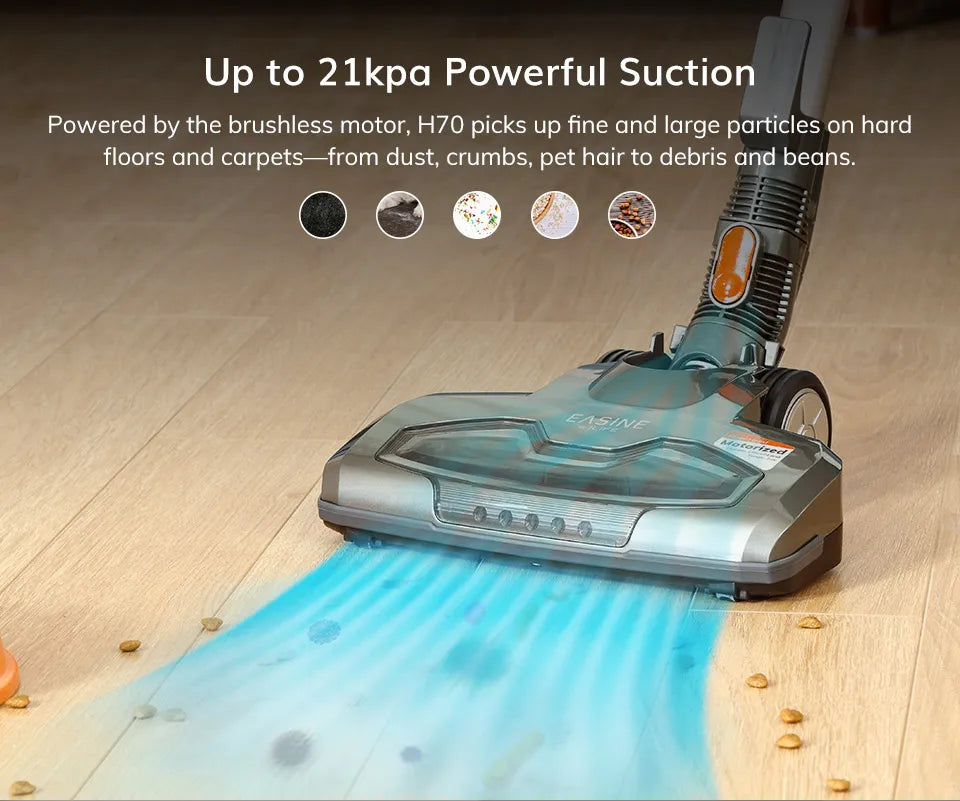 ILIFEH70/H70Plus Cordless Vacuum Cleaner 21kPa Suction 1.2L Dust Cup,40Mins Removable Battery