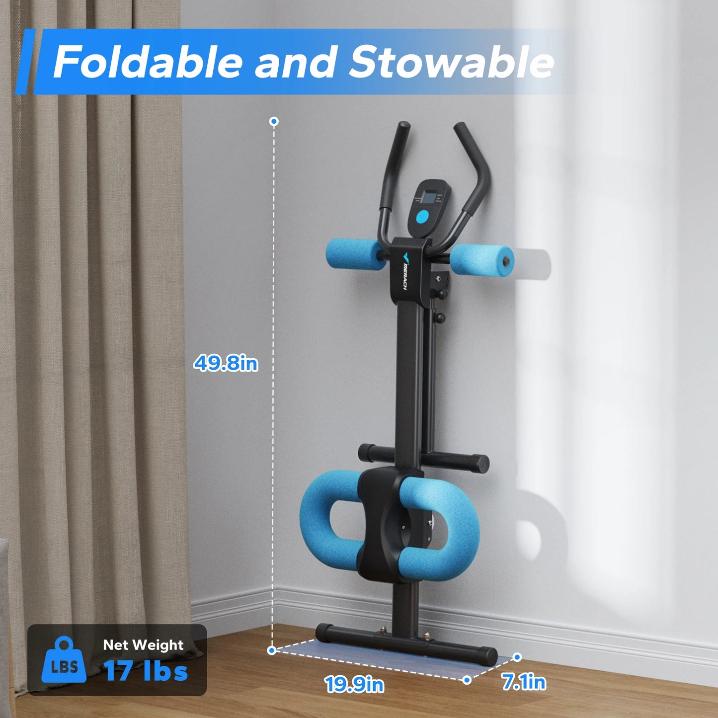 MERACH Ab Machine Adjustable Trainer Workout Foldable Knee Protection Abdominal Exercise Ab