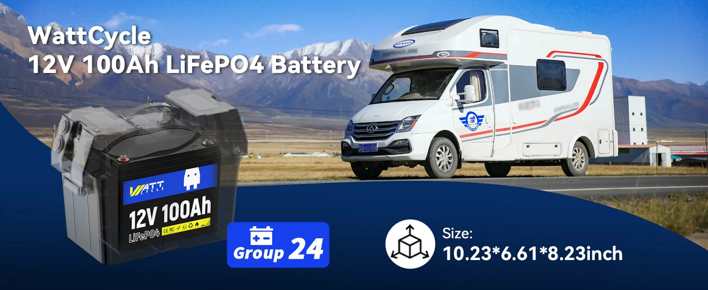 Wattcycle LiFePO4 Lithium Battery 12V 100Ah 5000+ Cycles EV Grade A+ Cell