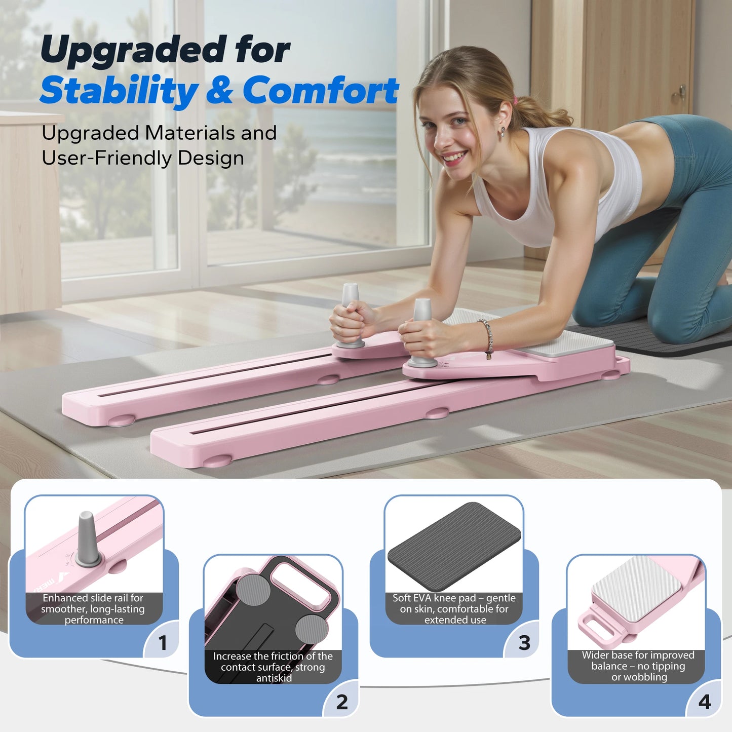 MERACH Pilates Board Multifunctional Abdominal Plate Detachable Ab Trainer with Anti-Slip Design