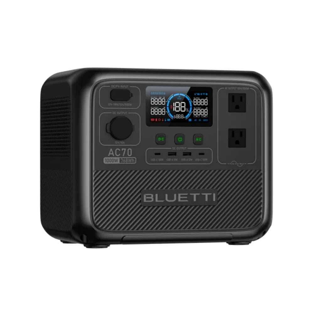 【US PLUG】BLUETTI AC70 Portable Power Station | 1000W 768Wh, Generator Off-grid, Power Outage