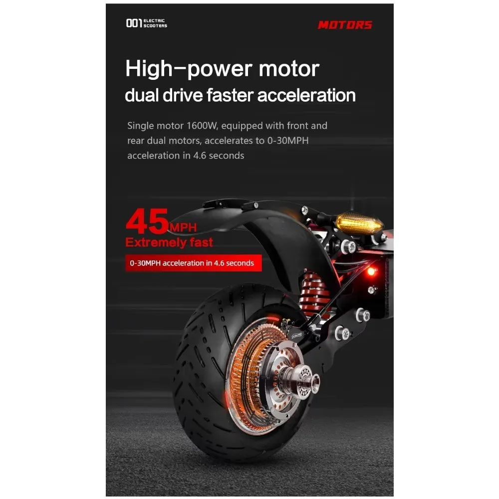 Boyueda Q7Pro E-Scooter 3200W Dual Motor 52V19ah Battery Shock-absorbing Electric Scooter 10*3.5