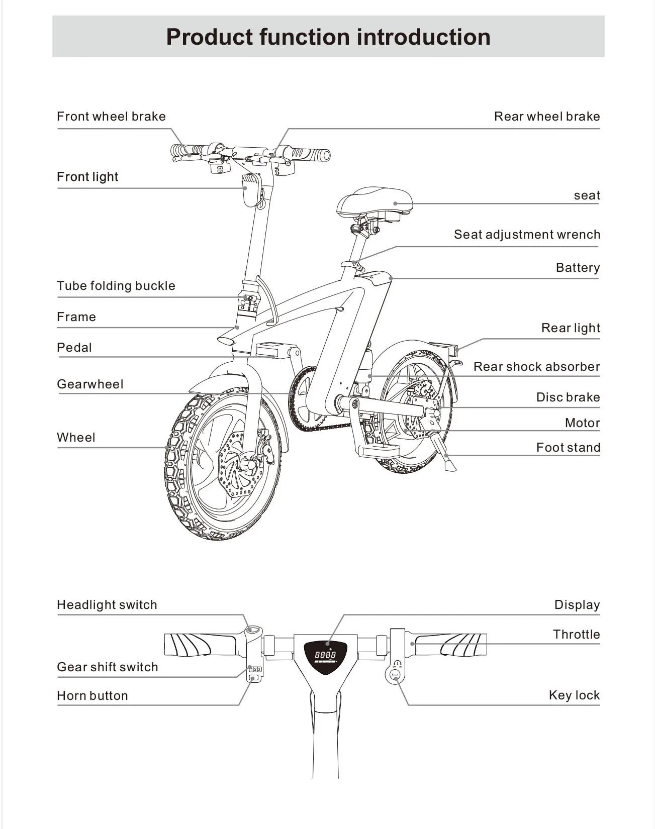 SUNNIGOO 400W Ebike 48V Removable Battery Electric Bike Multi-Shock Absorption Foldable Adult