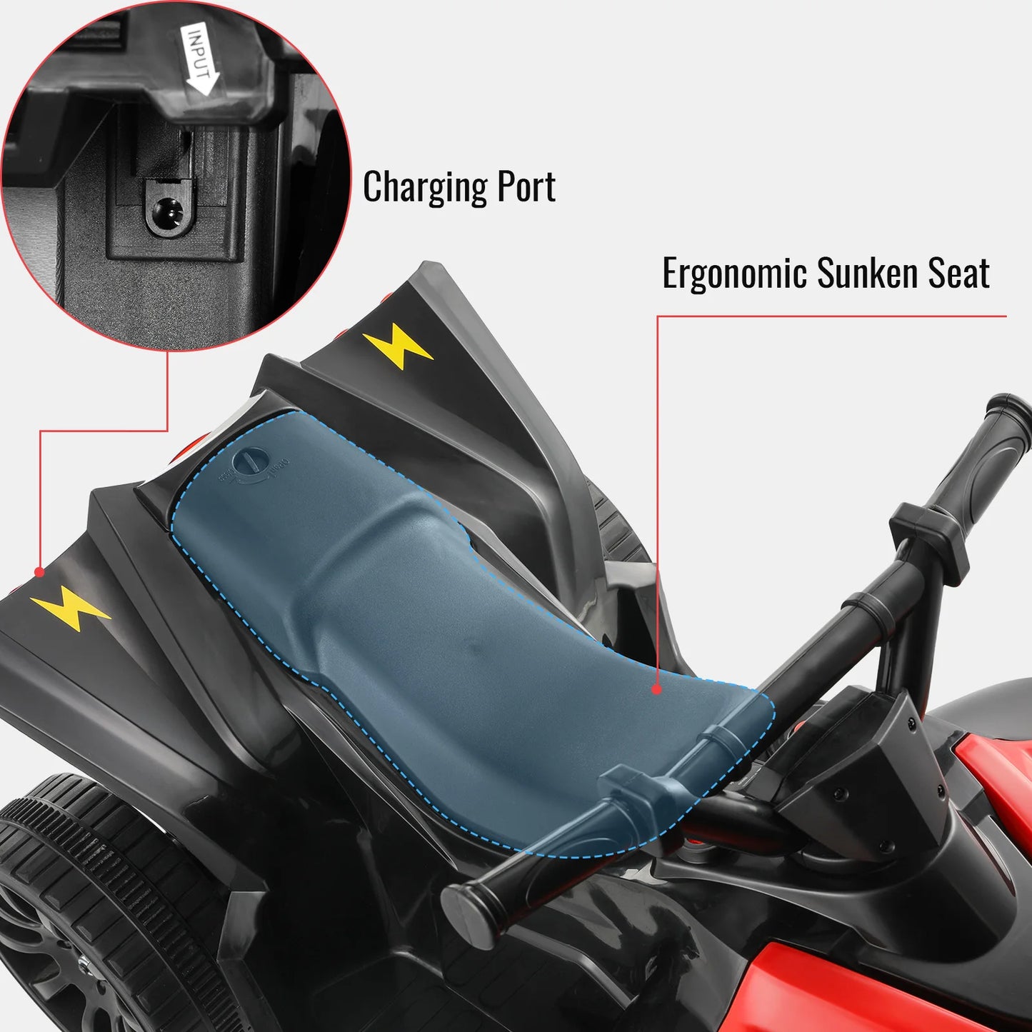 Kids Electric Car, 6V Toddler ATV  Ride-On Toy, 4-Wheel Battery Powered Motorbike/1-6 Years Old