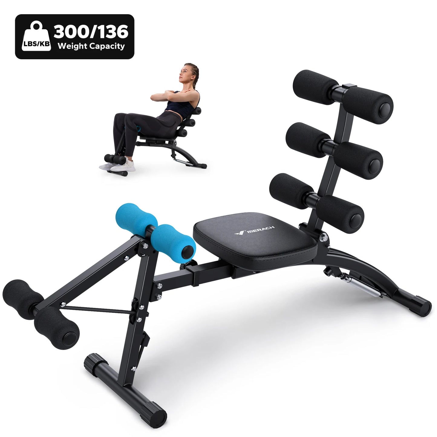 MERACH Ab Machine Multi-Functional Adjustable Ab Trainer Workout Bench for Home Gym Sit Up Machine