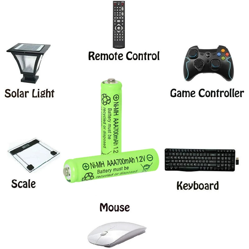 AAA Rechargeable Batteries 700mAh 1.2V Ni-MH Triple A Batteries High Capacity/Outdoor Solar Lights