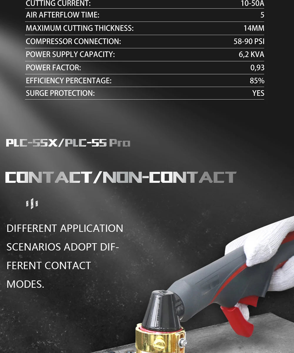 CUT55P Plasma Cutter IGBT 110V/220V Inverter DC 55 Amp NON-Contact Cutting 1-14MM Metal Pilot Arc