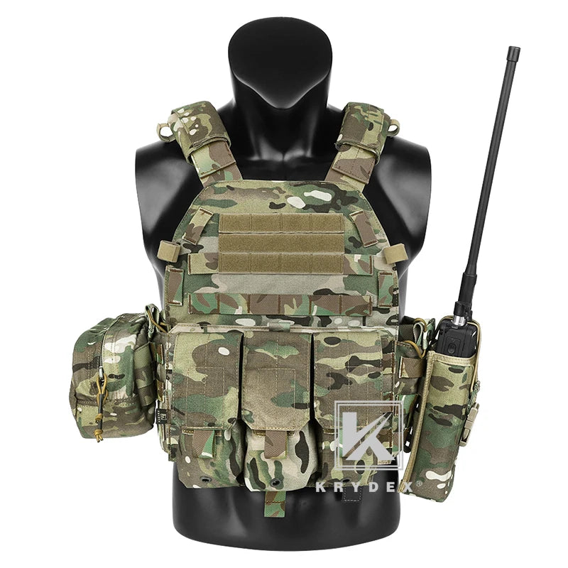 KRYDEX Tactical Body Armor Combat Vest Plate Carrier With Magazine Pouch Protective Waterproof