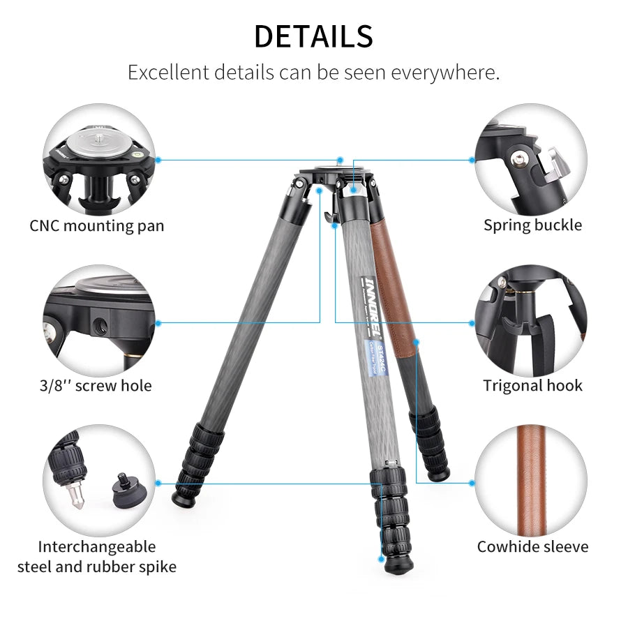 INNOREL ST424C Carbon Fiber Tripod Monopod /DSLR Camera Camcorder w/ 75mm Bowl Adapter 42.4mm Tube