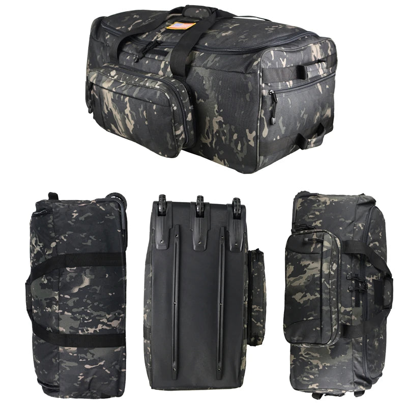 124L Large Capacity Outdoor Camping Travel Bag Large Trolley Case Waterproof Nylon Military Bag