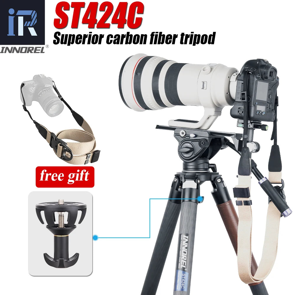 INNOREL ST424C Carbon Fiber Tripod Monopod /DSLR Camera Camcorder w/ 75mm Bowl Adapter 42.4mm Tube